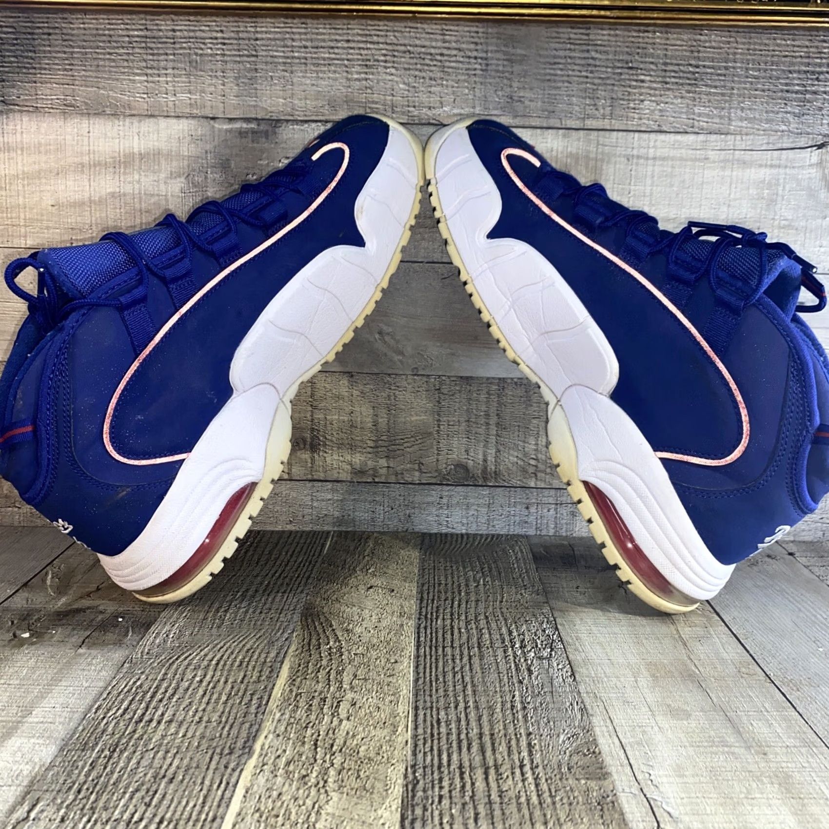 Nike VINTAGE Nike Air Max Penny Sneaker Mens 11 Deep Royal Blue Gym Red 685153-400 USA Olympics Penny Hardaway Reflective Solid Leather Lining Suede Size US 11 / EU 44 - 7 Thumbnail