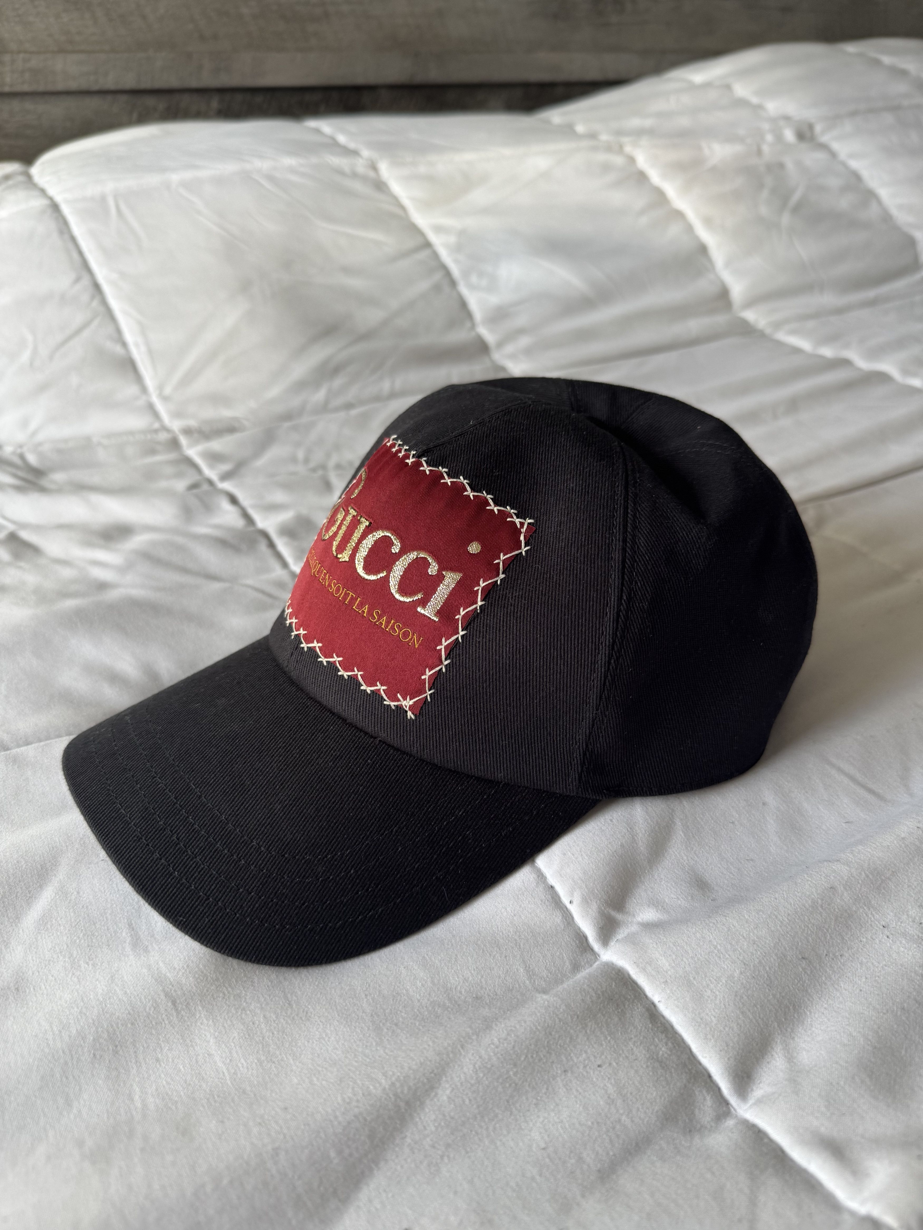 Gucci Gucci Black Cap With Red Patch and Gold Logo Size ONE SIZE - 2 Thumbnail