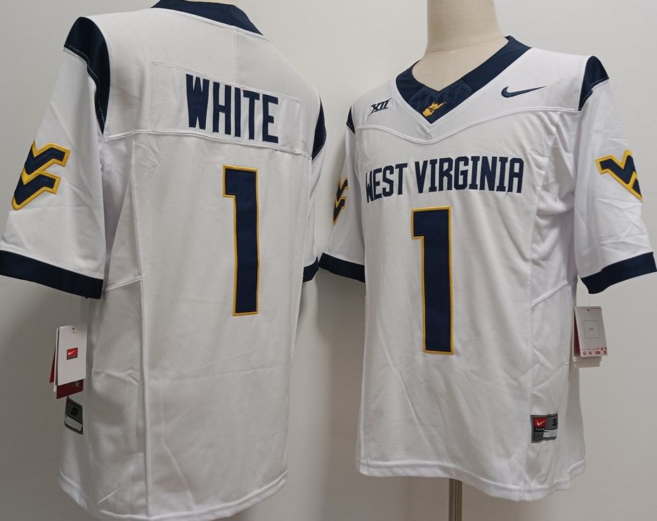 Men's West Virginia Mountaineers #1 Jahiem White Jersey
