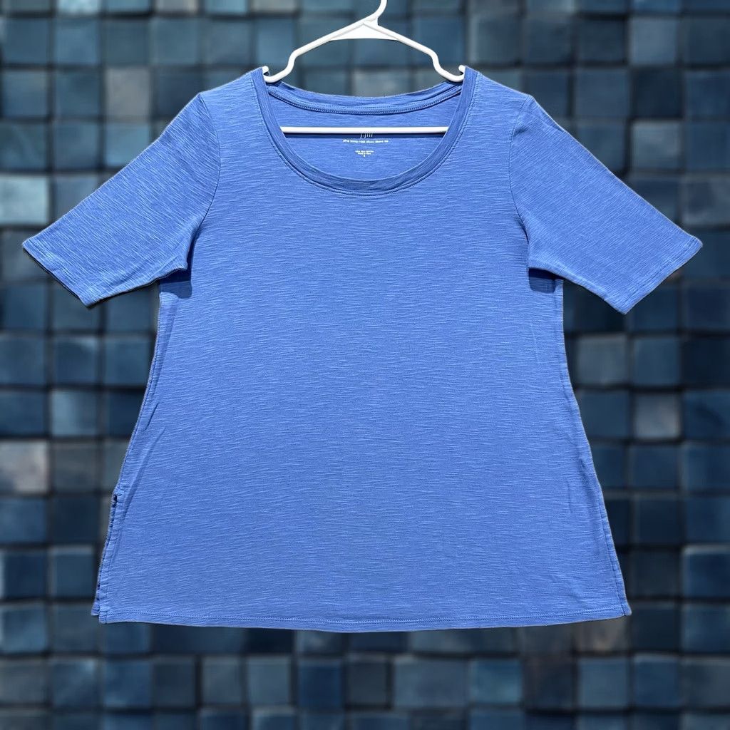 J. Jill J Jill T Shirt Womens Small Blue Casual Scoop Neck Elbow Sleeve Pima Cotton EUC Size XL / US 12-14 / IT 48-50 - 1 Thumbnail