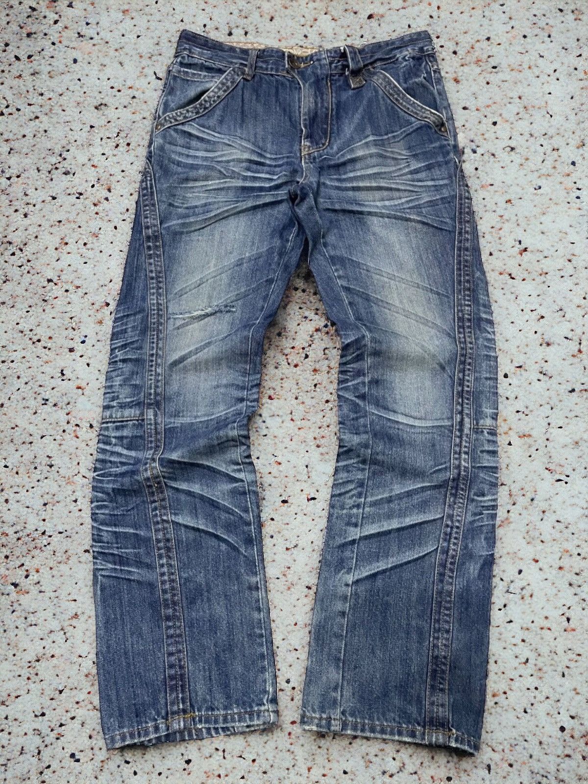 GOSTAR DE FUGA Vintage Soda Slanted Flat Seam 3D Claw Mark Loose Jeans Size US 31 - 1 Thumbnail