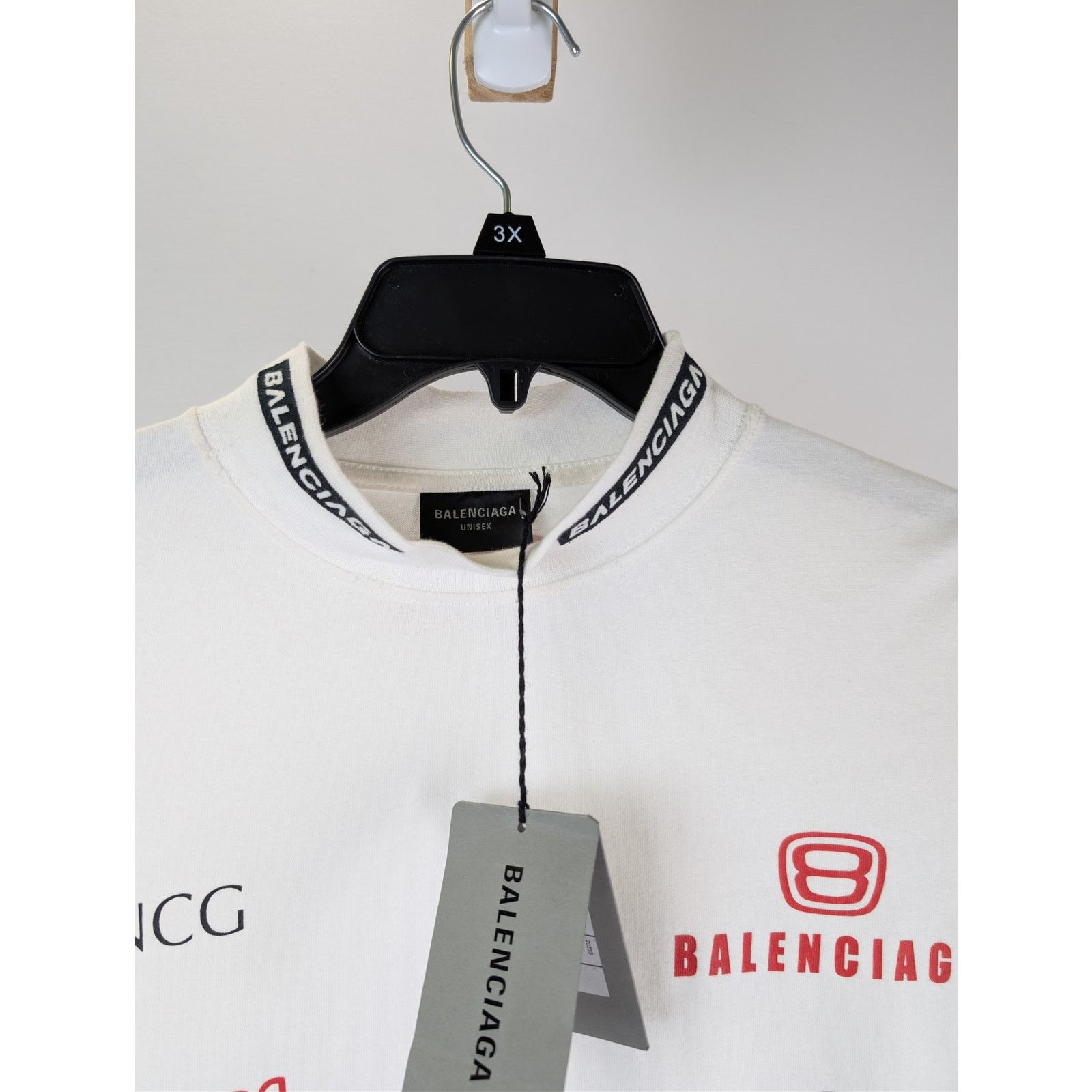 Balenciaga o1rshd1 Top League Vintage Jersey Short Sleeve T-Shirt White Size US M / EU 48-50 / 2 - 6 Thumbnail