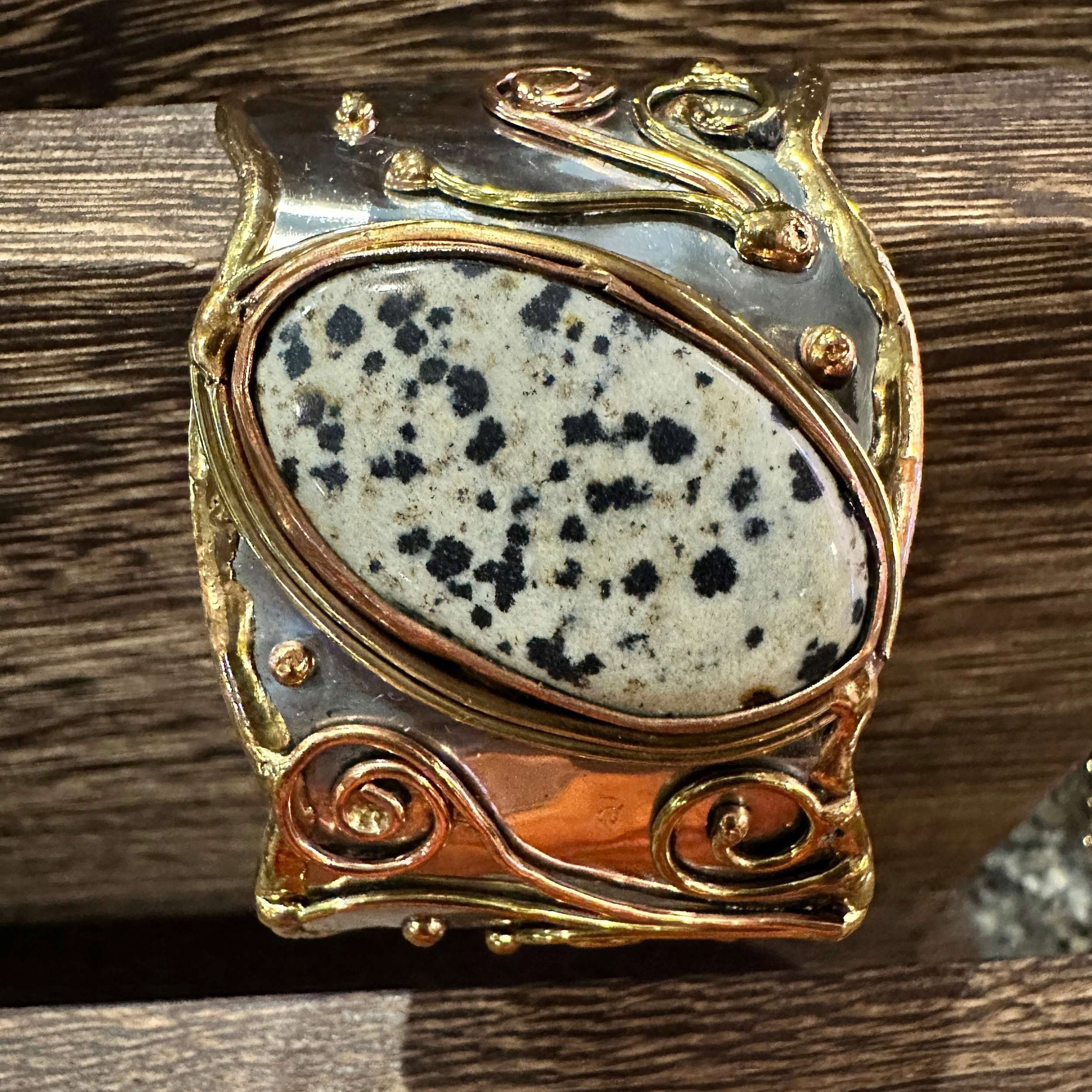 Other Unique Adjustable Cuff Bracelet with Dalmation Jasper and Mi Size ONE SIZE - 7 Thumbnail