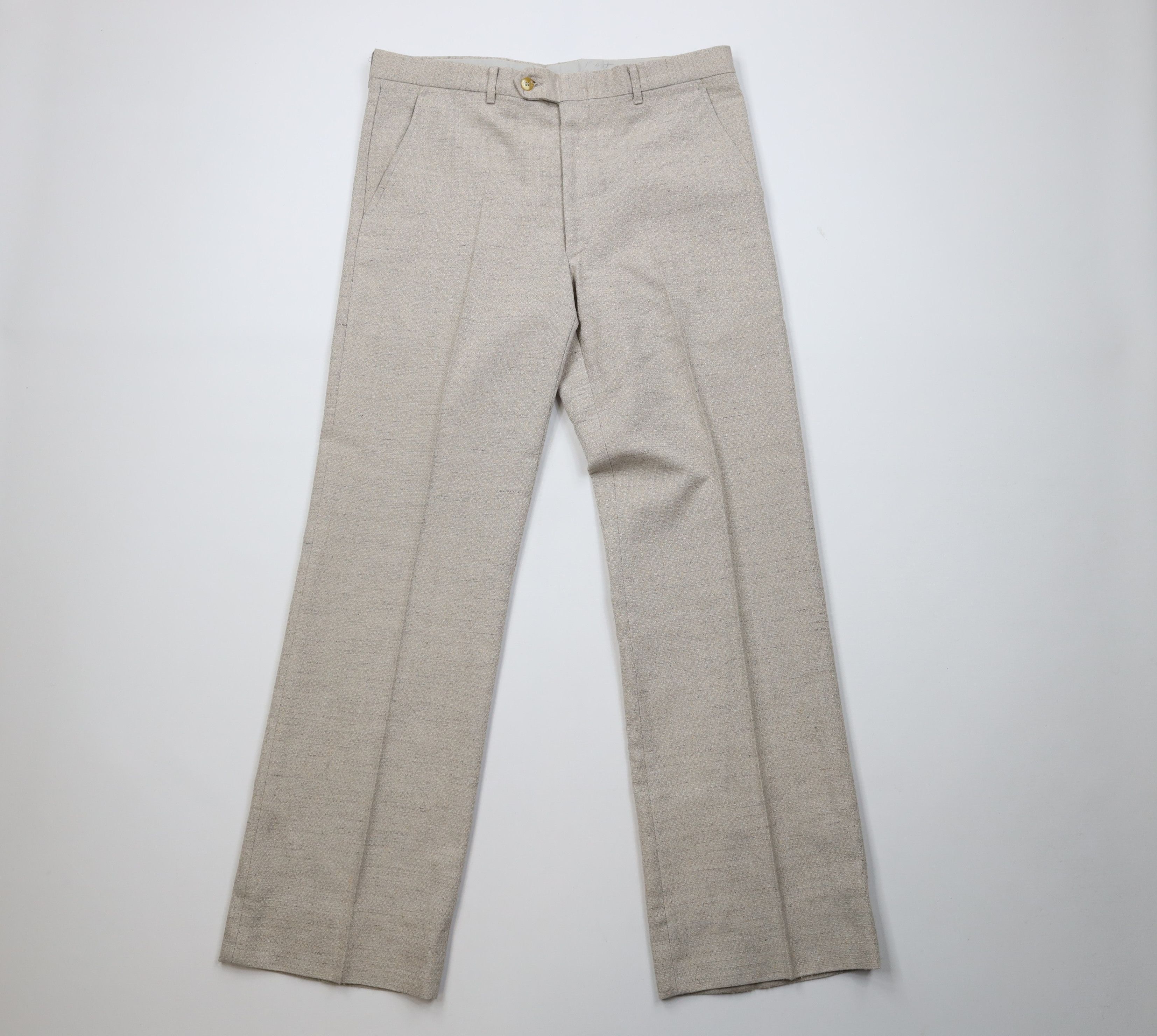 Vintage 70s Streetwear Tweed Flared Wide Leg Chino Pants USA