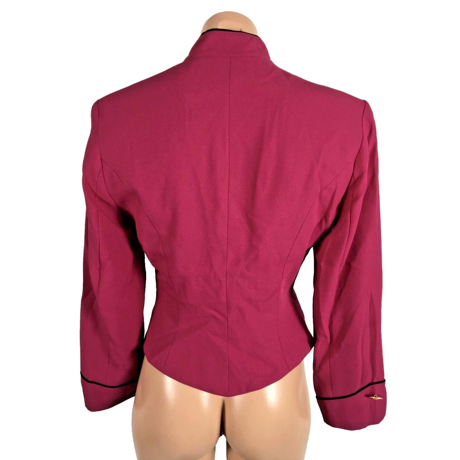 Vintage VINTAGE Cache Blazer Jacket Magenta Pink Black Gold Buttons Crop Size 4 USA MADE Size S / US 4 / IT 40 - 2 Thumbnail