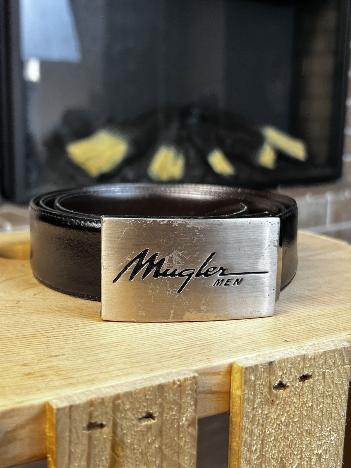 Thierry Mugler × Vintage Mugler Men Black Leather Belt Size ONE SIZE - 3 Thumbnail