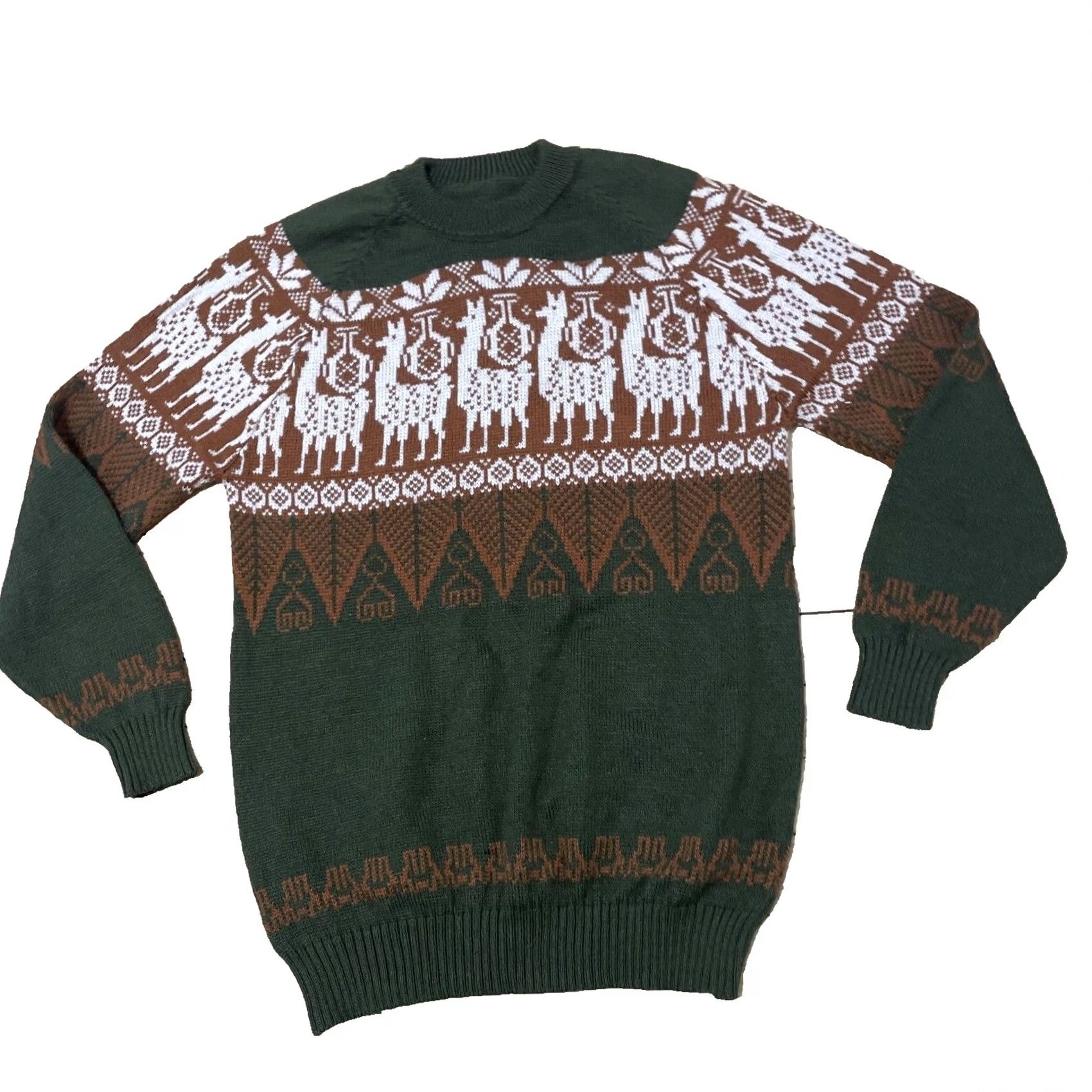 Vintage VINTAGE Ugly Christmas Sweater Shirt Mens L Llama Graphic Print Holiday Brown Green Christmas Sweater Size US L / EU 52-54 / 3 - 2 Thumbnail