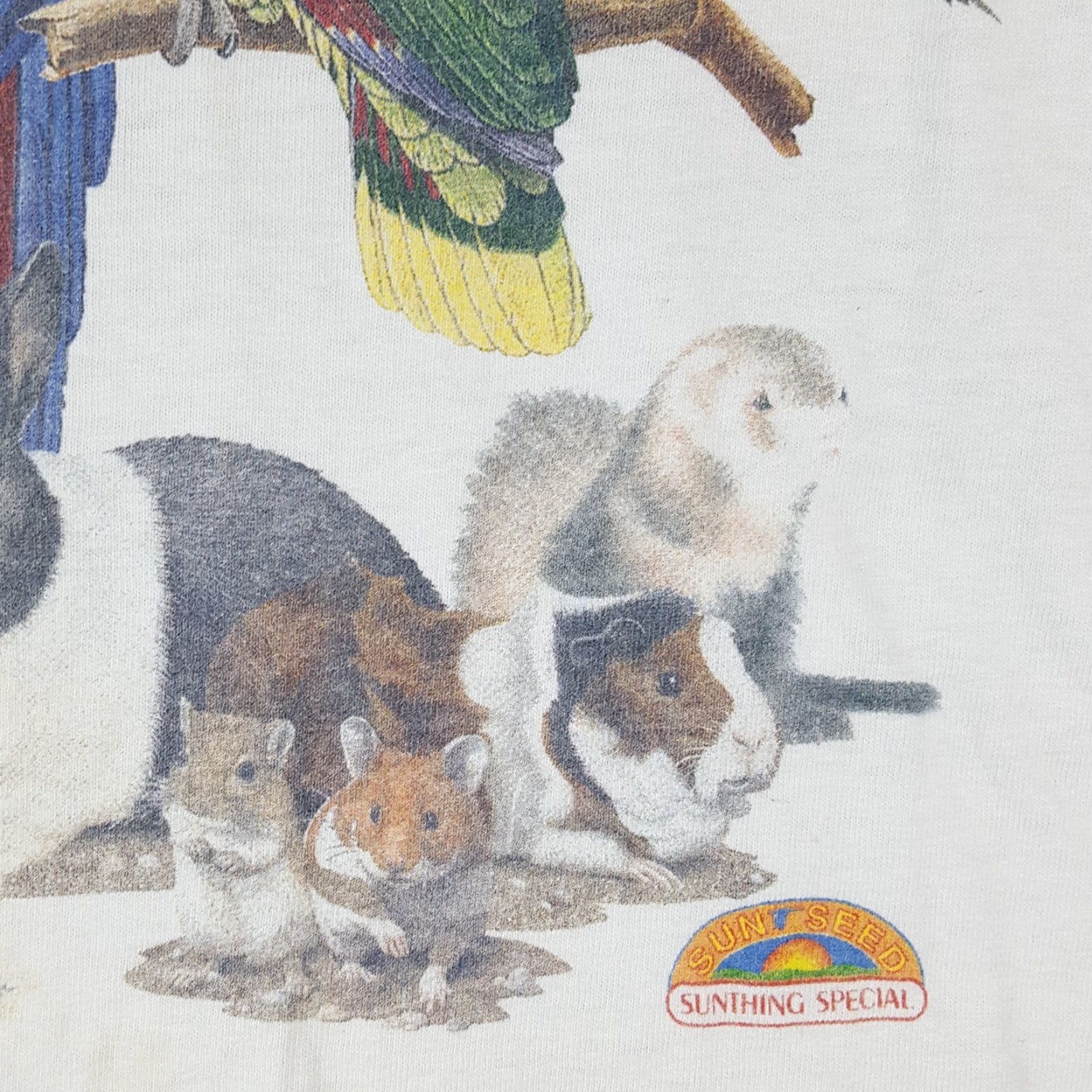 Fruit Of The Loom Vintage 90s Nature Animals Birds Bunny Men's Large White Forest Retro T Shirt Size US L / EU 52-54 / 3 - 4 Thumbnail