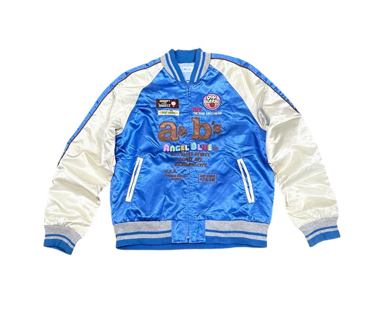 Angel Blue Vintage 90s angel blue patched satin varsity jacket Size US L / EU 52-54 / 3 - 1 Thumbnail