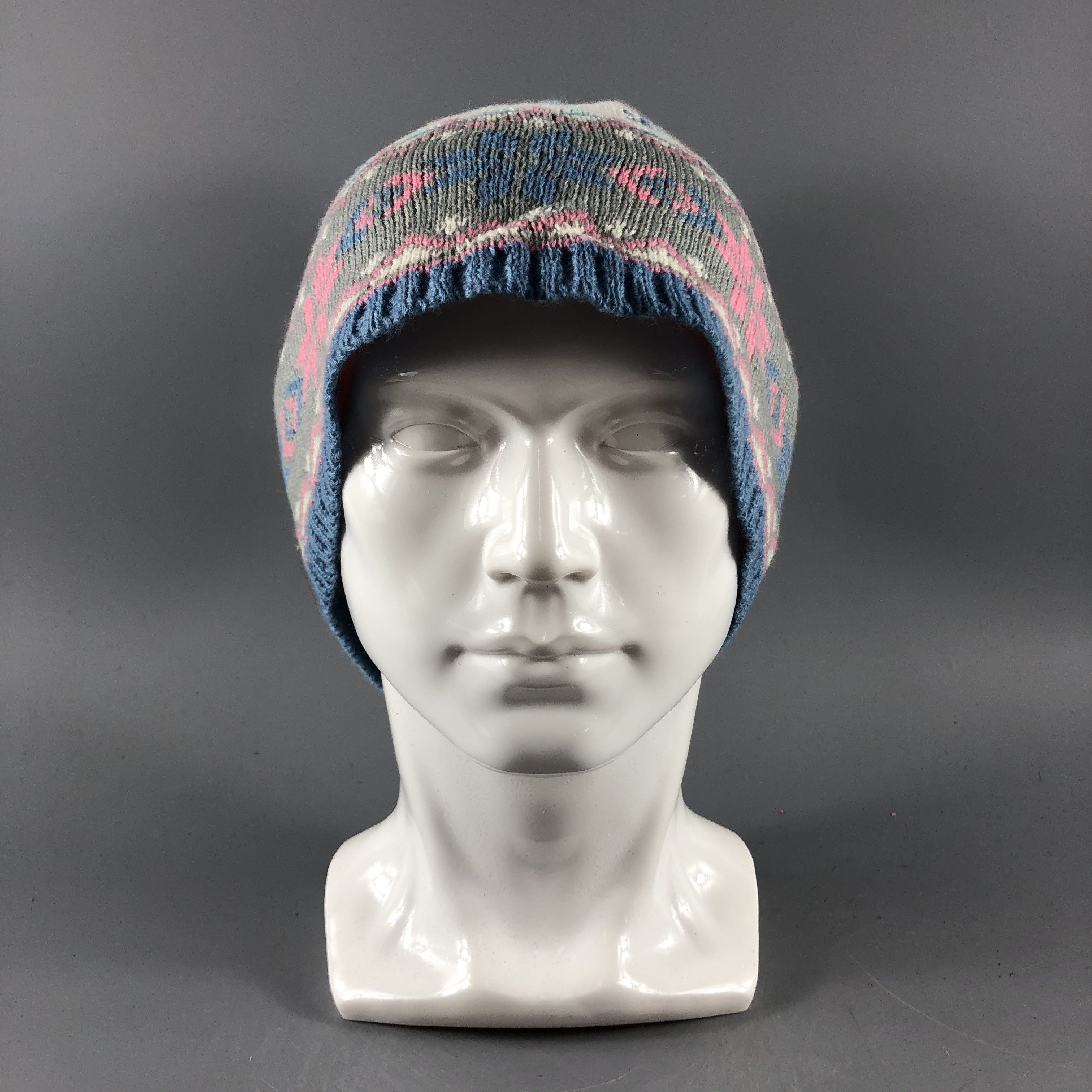 image of Vintage Snoopy Hats Fair Isle Beanie Knit Snow Hat Snow Cap B771, Men's