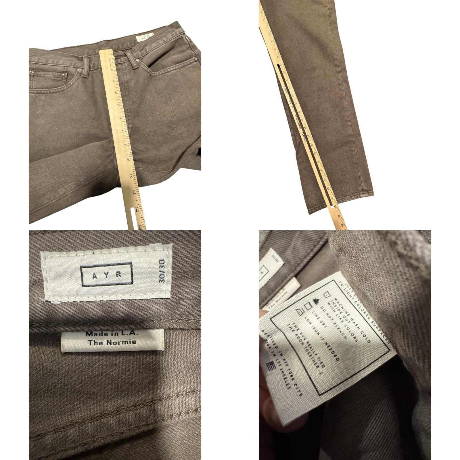 AYR AYR The Normie Mens Jeans 30 x 30 Dusty Khaki Button Fly Straight Made In USA Size US 30 / EU 46 - 10 Thumbnail
