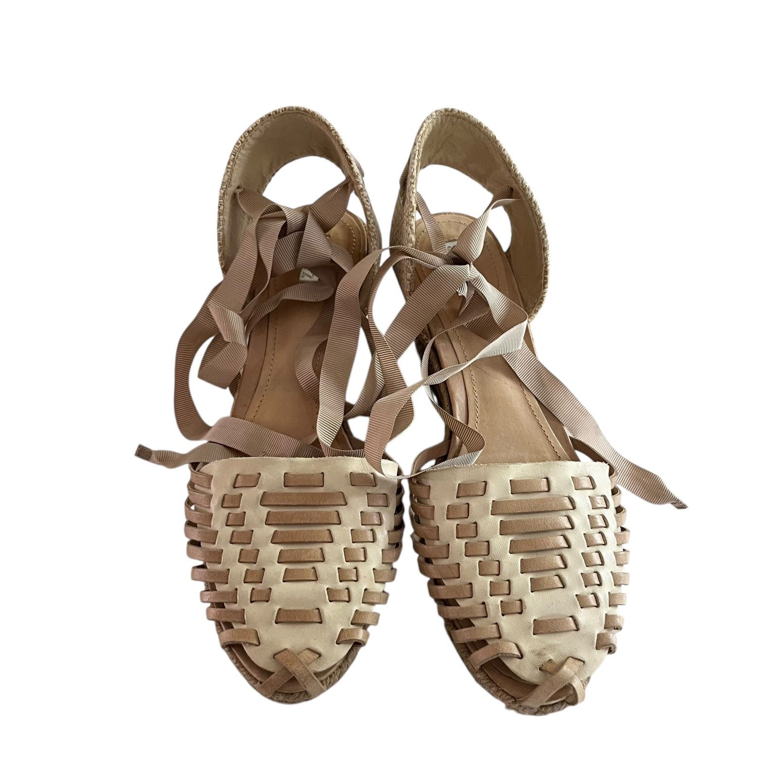 SCHUTZ SCHUTZ Isadora Basketweave Leather Wedge Espadrille Sandals Size US 10 / IT 40 - 2 Thumbnail