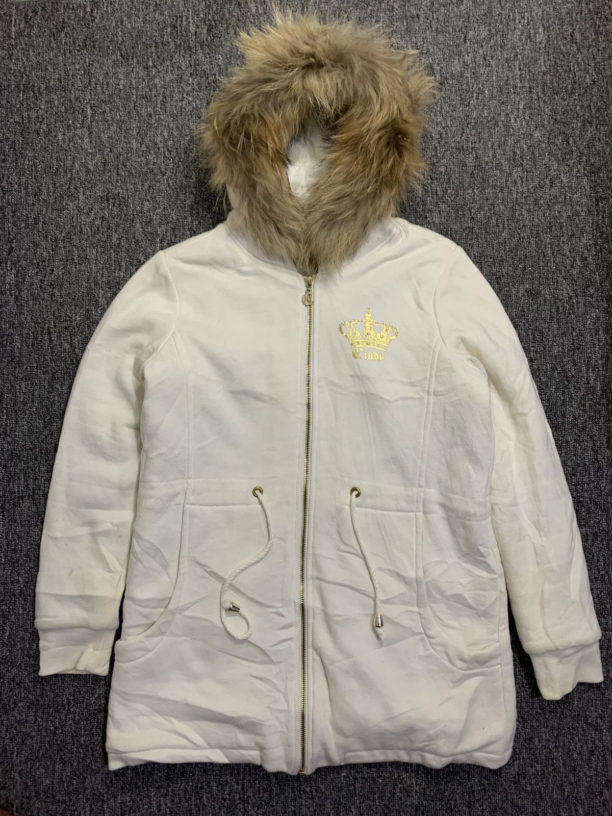Japanese Brand Cindy Japanese Brand Ivory Zip Jacket Faux Fur Hoodie Size M / US 6-8 / IT 42-44 - 5 Thumbnail