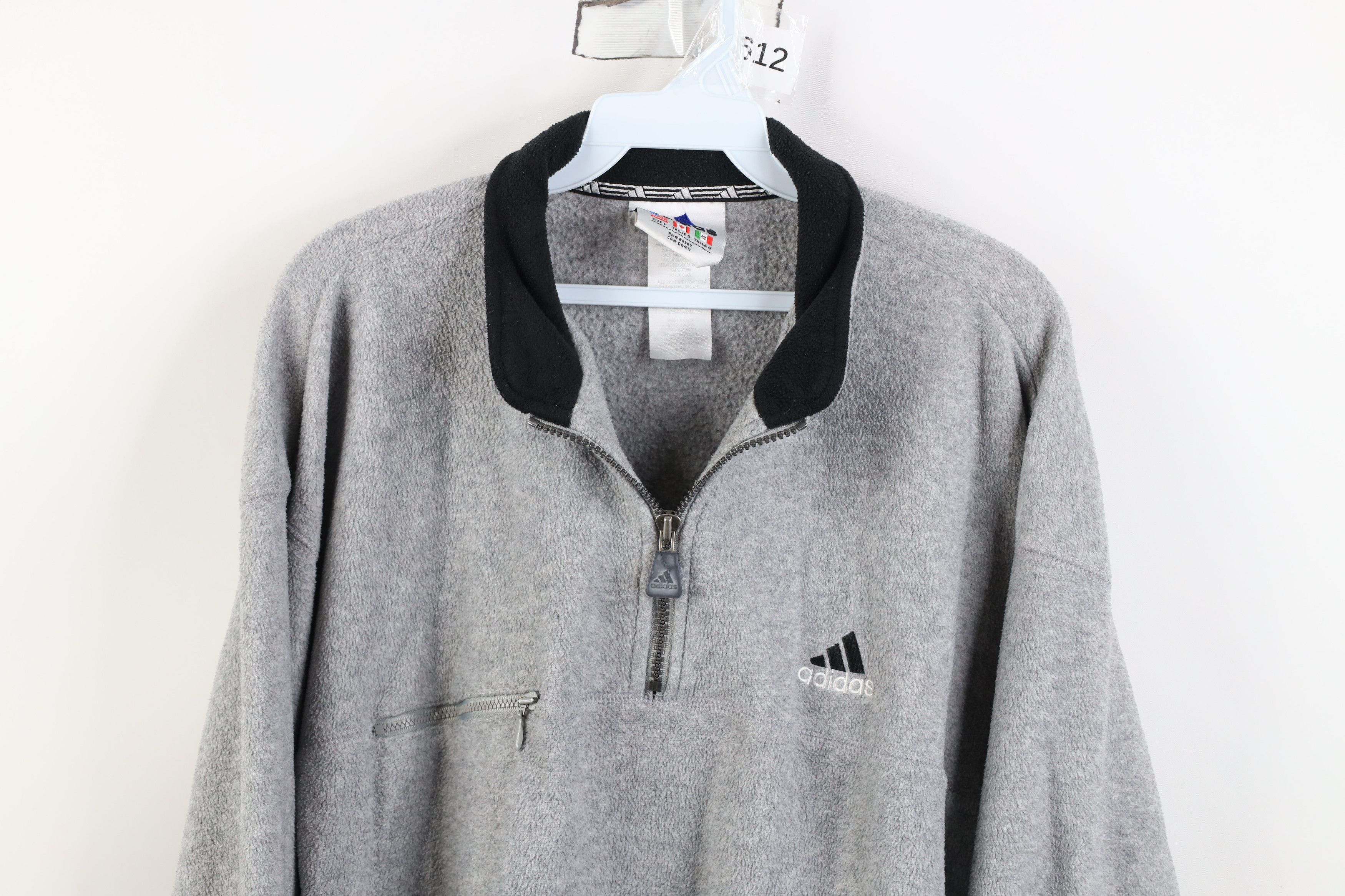 Adidas Vintage 90s Adidas Baggy 1/4 Half Zip Fleece Sweater Gray Size US L / EU 52-54 / 3 - 2 Thumbnail