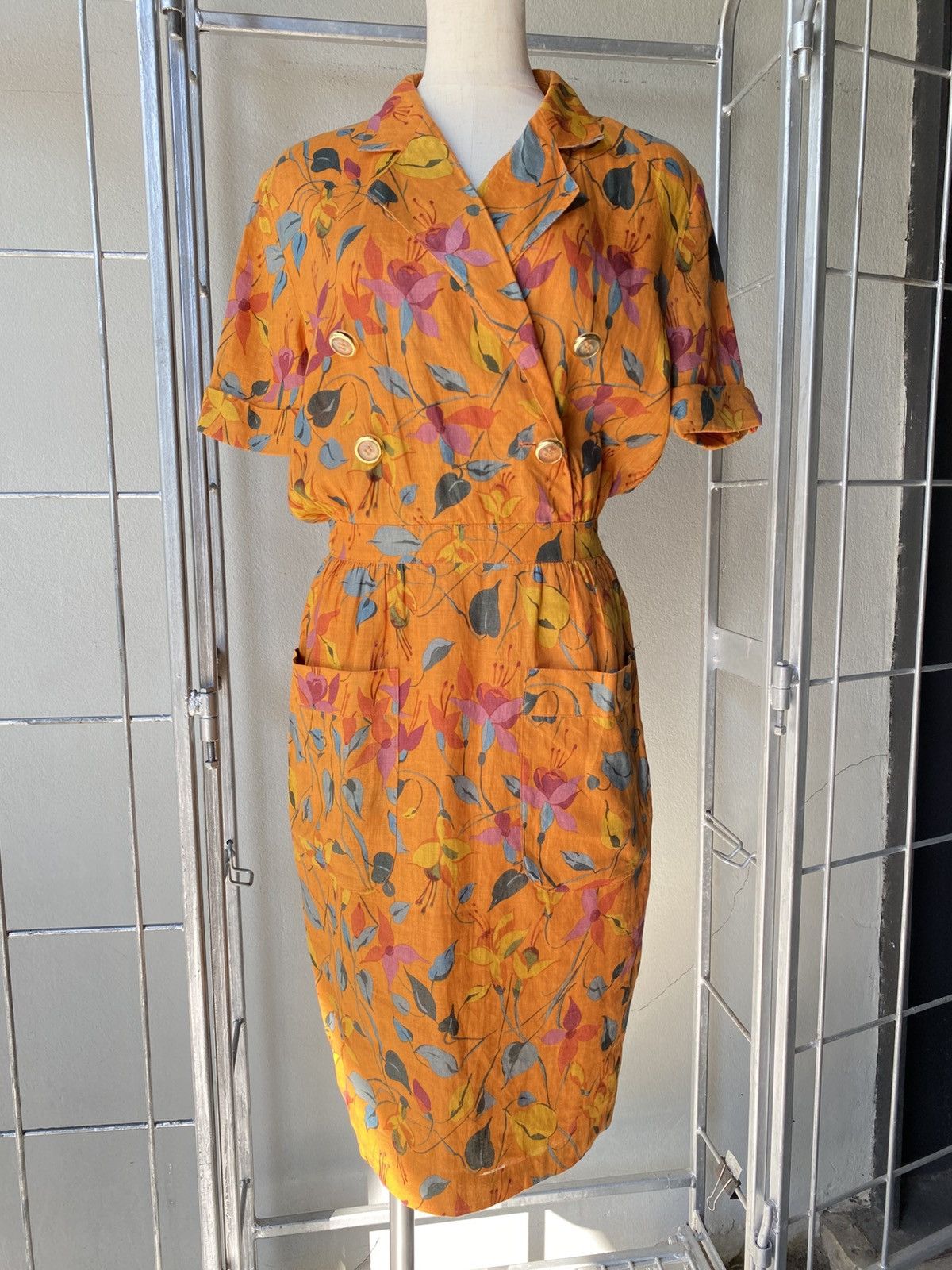 Valentino VALENTINO GARAVANI Orange Floral Button-Down Dress Size S / US 4 / IT 40 - 18 Thumbnail