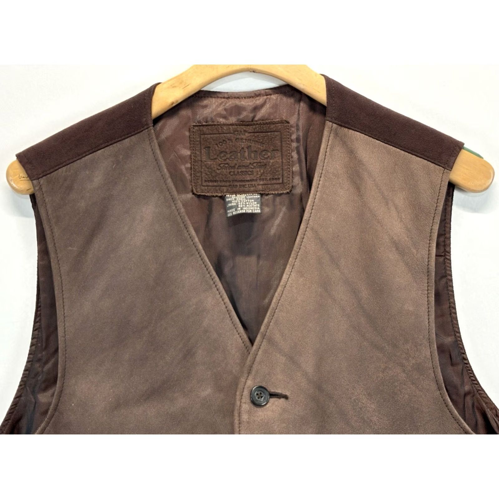 Gap VINTAGE Gap Leather Vest Mens L Brown Waistcoat Cinch Buckle Back Chamois 90s Western Biker Shirt Mens Size US L / EU 52-54 / 3 - 2 Thumbnail