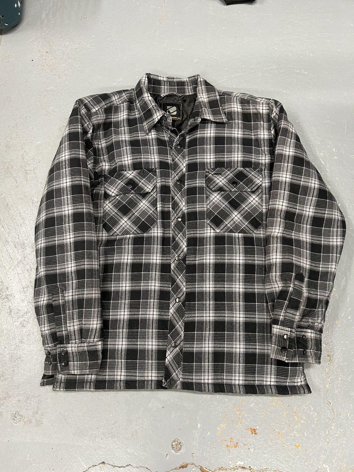 Japanese Brand Vintage Black & Grey Quilt Lined Flannel Jacket Button Up Size US L / EU 52-54 / 3 - 1 Thumbnail