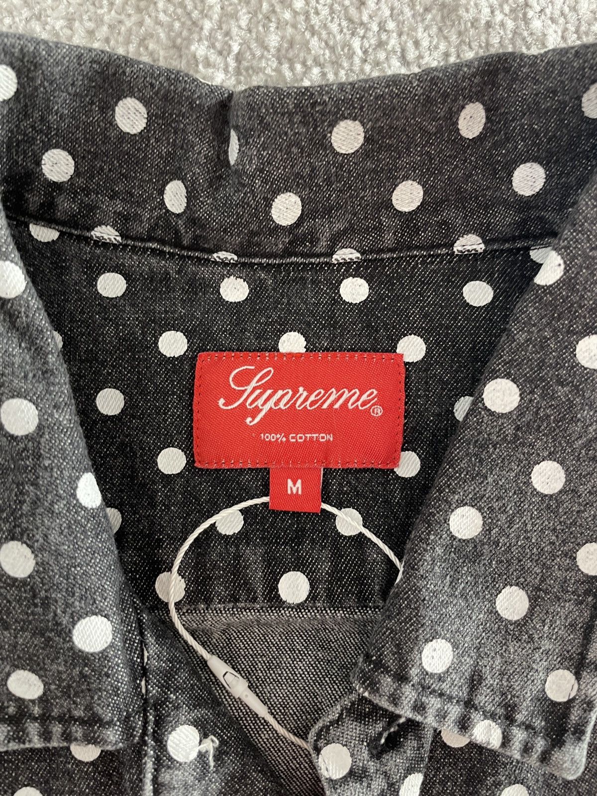 Supreme white and black denim polka dot supreme button up shirt Size US M / EU 48-50 / 2 - 4 Thumbnail