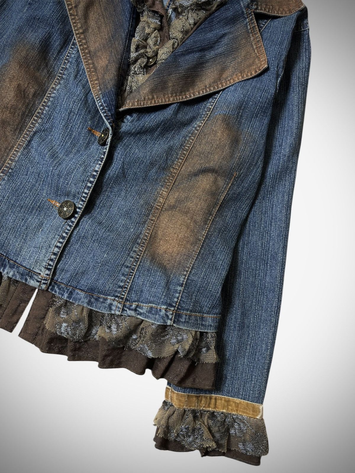 Vintage BUGGARI - Denim Blazer Fairy Style Size L / US 10 / IT 46 - 5 Thumbnail