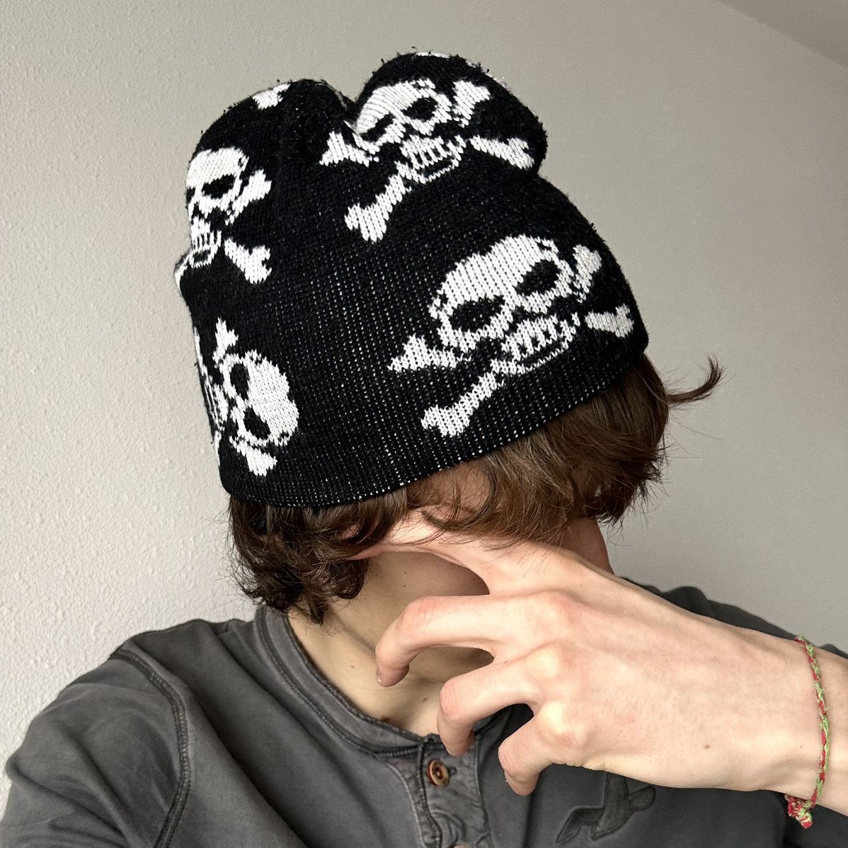 Hysteric Glamour × Undercover Japan Skull Yohji Yamamoto Vibe Knit Hat Beanie Size ONE SIZE - 7 Thumbnail
