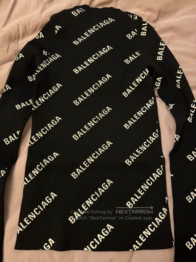 Balenciaga Balenciaga Black Full Print Logo Knitwear Size US M / EU 48-50 / 2 - 7 Thumbnail