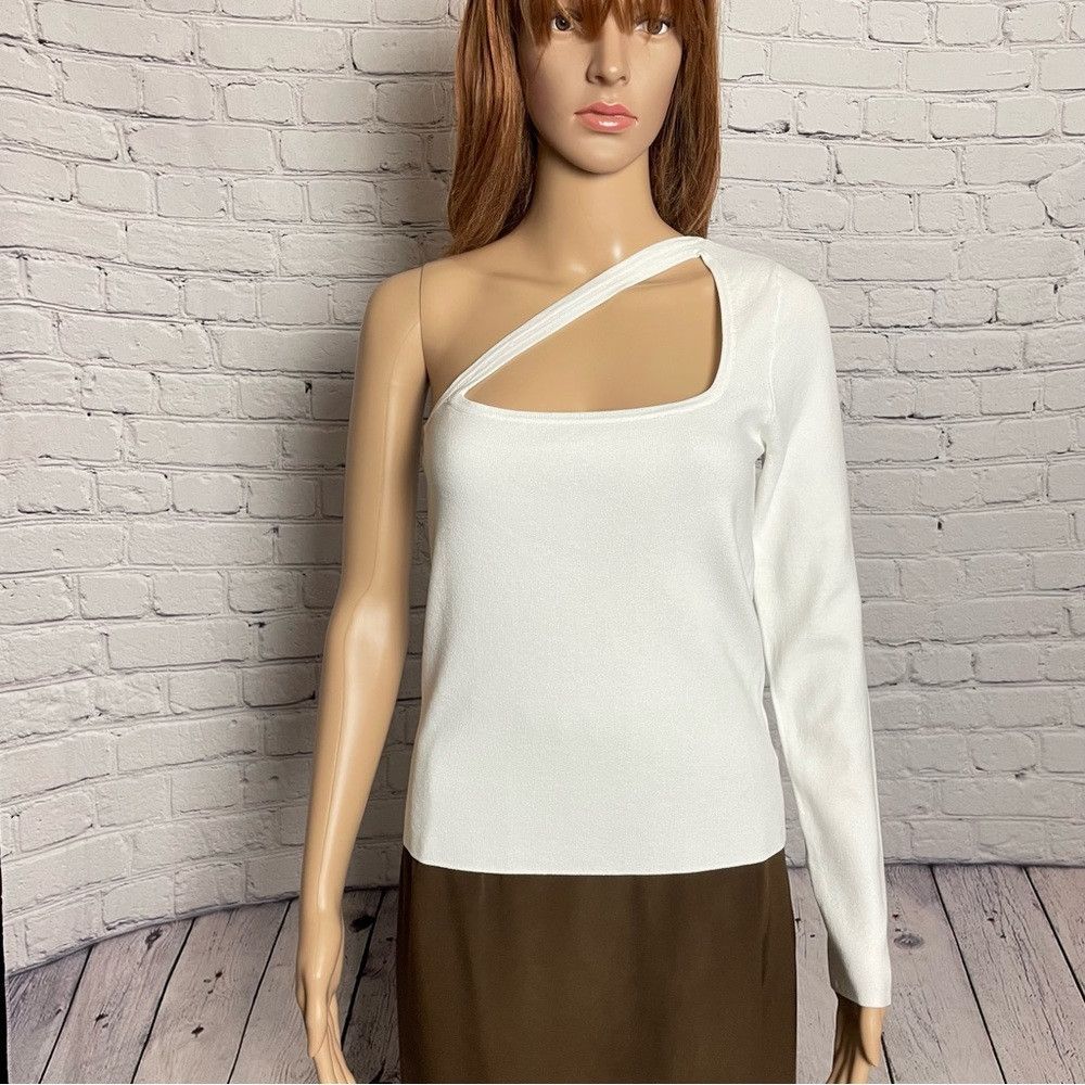 525 America NWT New 525 America One Sleeve White Knit Top Size M Size M / US 6-8 / IT 42-44 - 1 Thumbnail