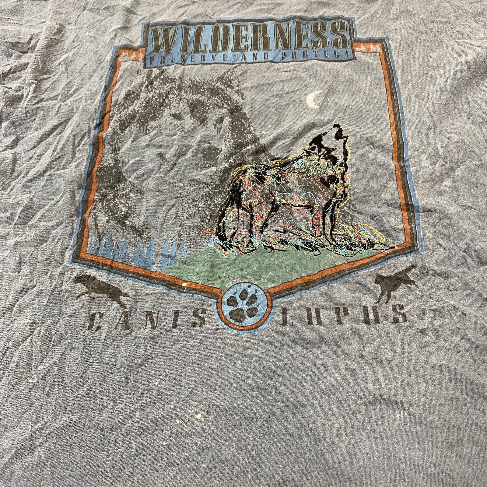 Vintage VTG Hugger Wilderness Preserve Wolf Embroidered T Shirt XL Size US XL / EU 56 / 4 - 9 Thumbnail