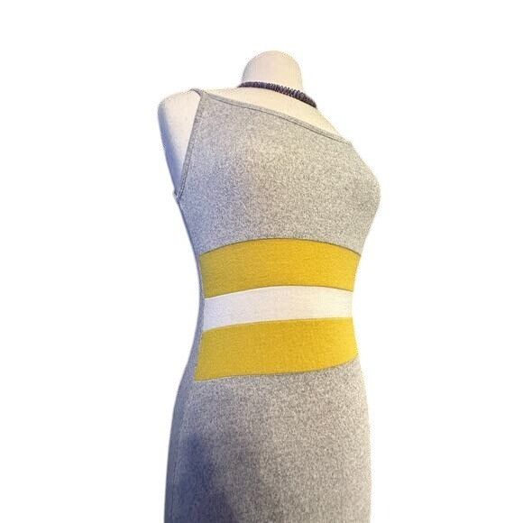 Anthropologie Anthropologie Sleeveless Midi Dress In Gray & Yellow Stripe Size S / US 4 / IT 40 - 2 Thumbnail
