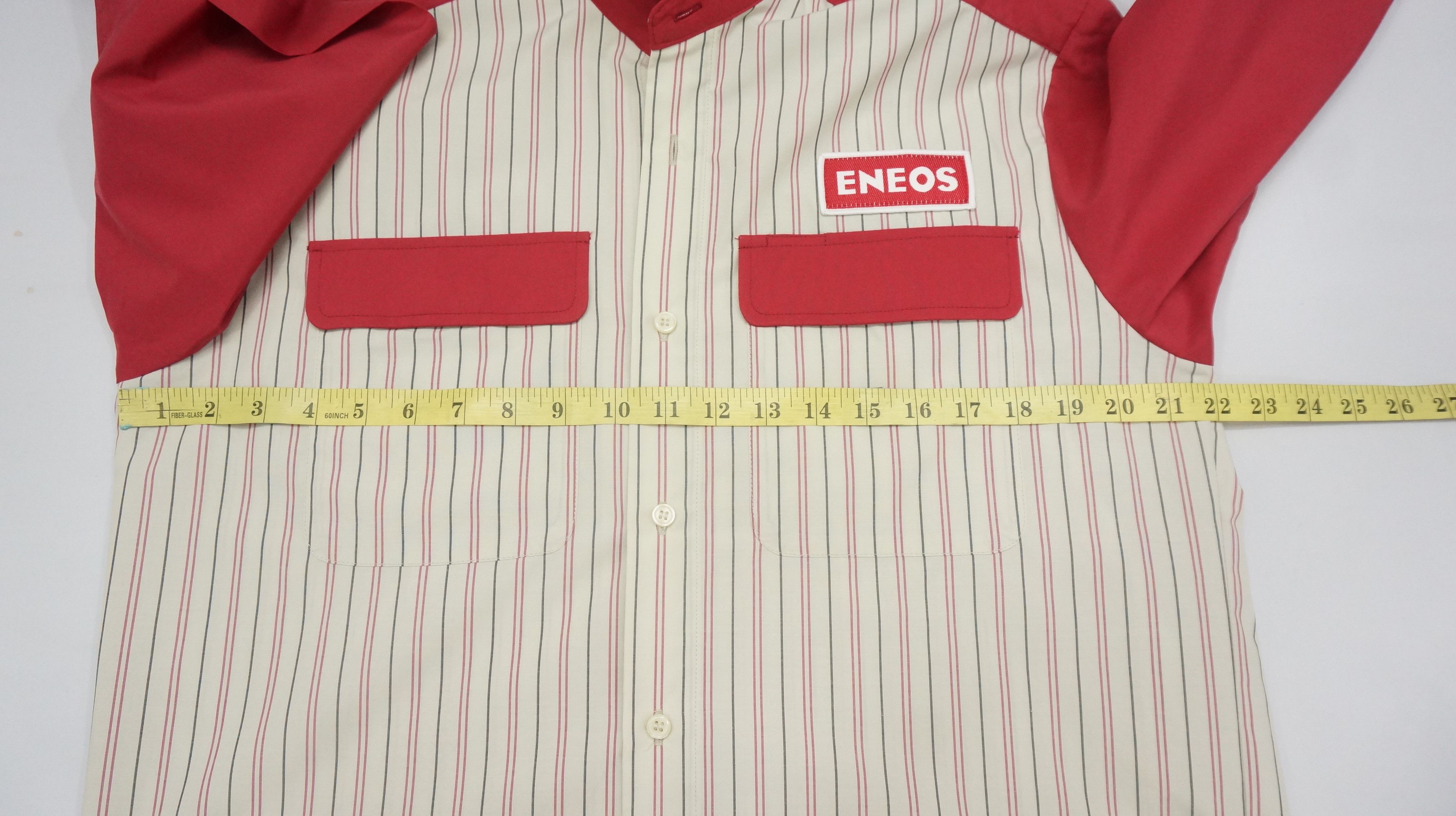Japanese Brand 🔥 Vtg ENEOS Button Up Long Sleeve Red Stripes Design Shirt Size US M / EU 48-50 / 2 - 7 Thumbnail
