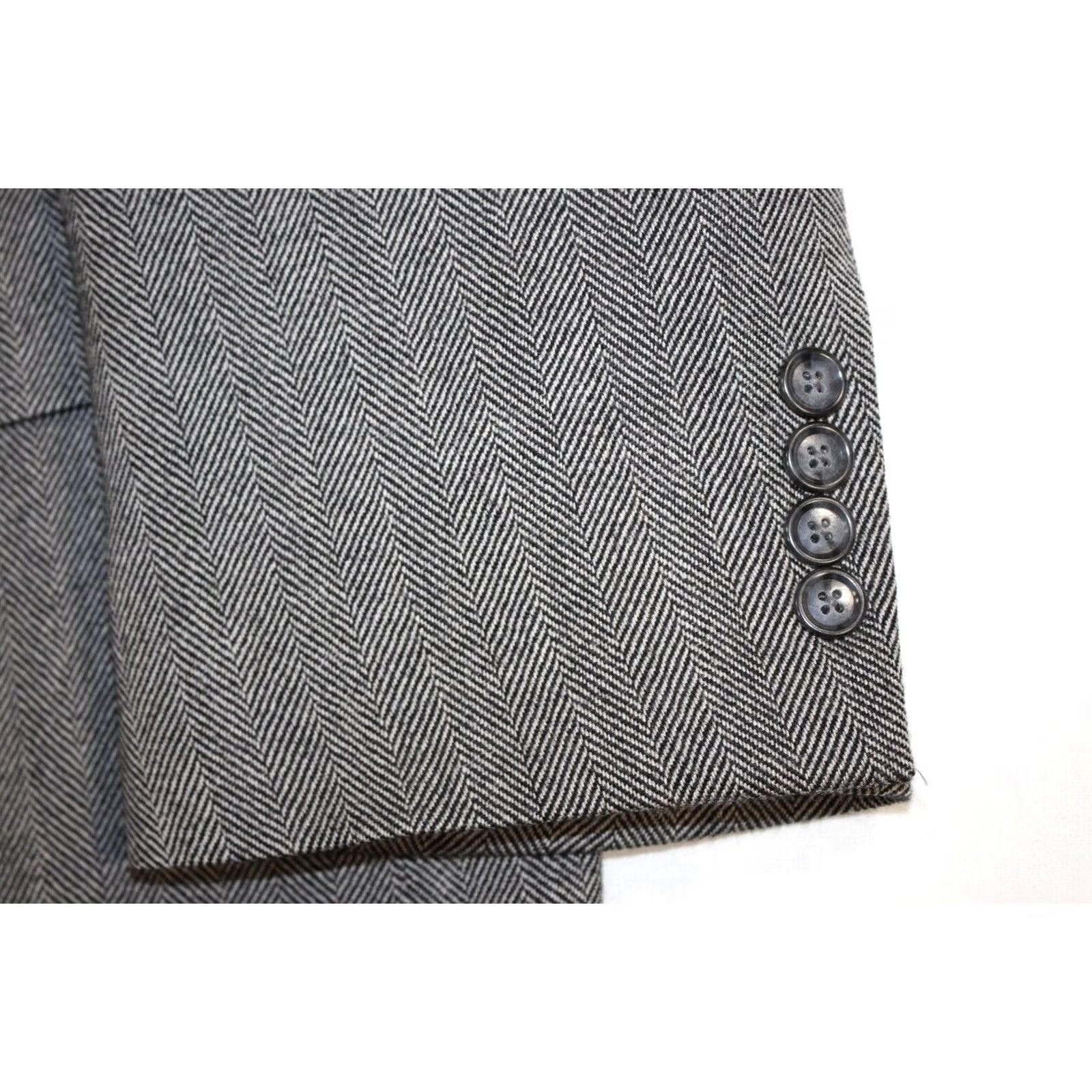 Vintage Vintage Bert Pulitzer Blazer Men 46 Lambswool Herringbone Gray Wool Blazer Jacket Size 46R - 3 Thumbnail