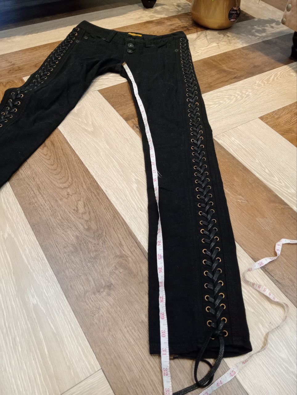 If Six Was Nine MOUSSY JAPAN BLACK JEANS WITH LACE UP SIDE Size 25" / US 0 / IT 36 - 13 Thumbnail