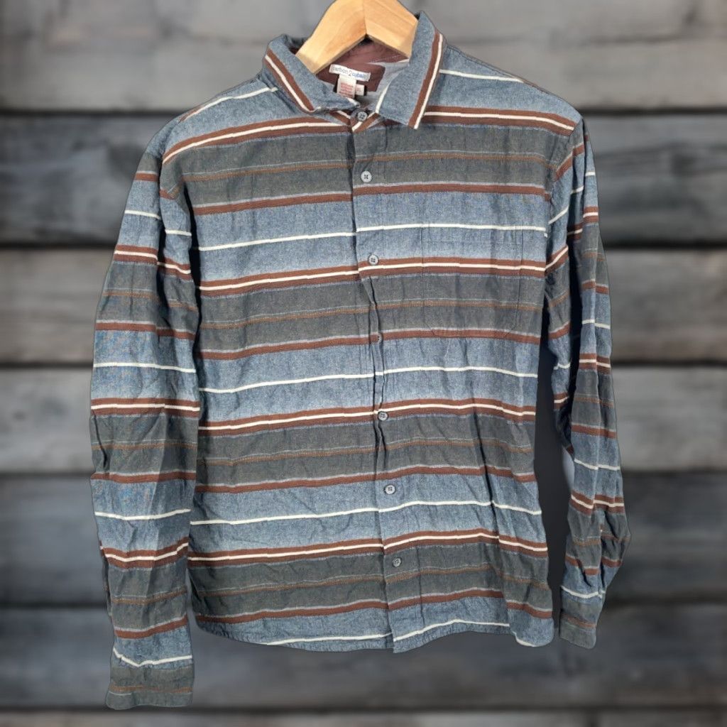 Carbon2Cobalt Carbon2Cobalt Lined Shirt Men's XL Gray Blue Striped 100% Cotton Shacket Size US XL / EU 56 / 4 - 1 Thumbnail