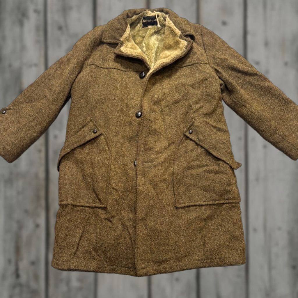 The Unbranded Brand VINTAGE Pea Coat Coat Men L Brown Fur Lined 40L Full Zip Stratojac Size US L / EU 52-54 / 3 - 1 Thumbnail