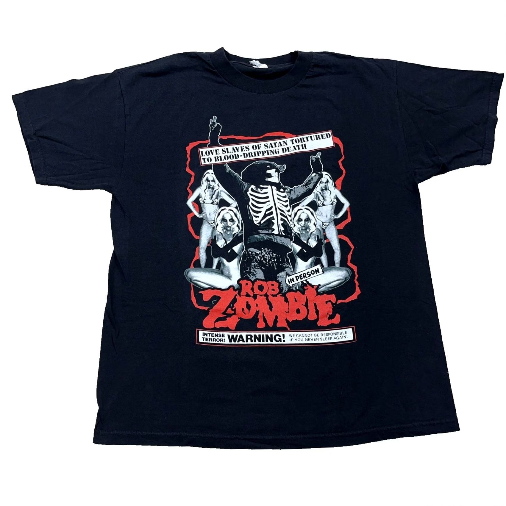 AAA Vintage Y2K Rob Zombie Shirt Men Large Black Band Tee Double Sided Deadly Goth Size US L / EU 52-54 / 3 - 2 Thumbnail