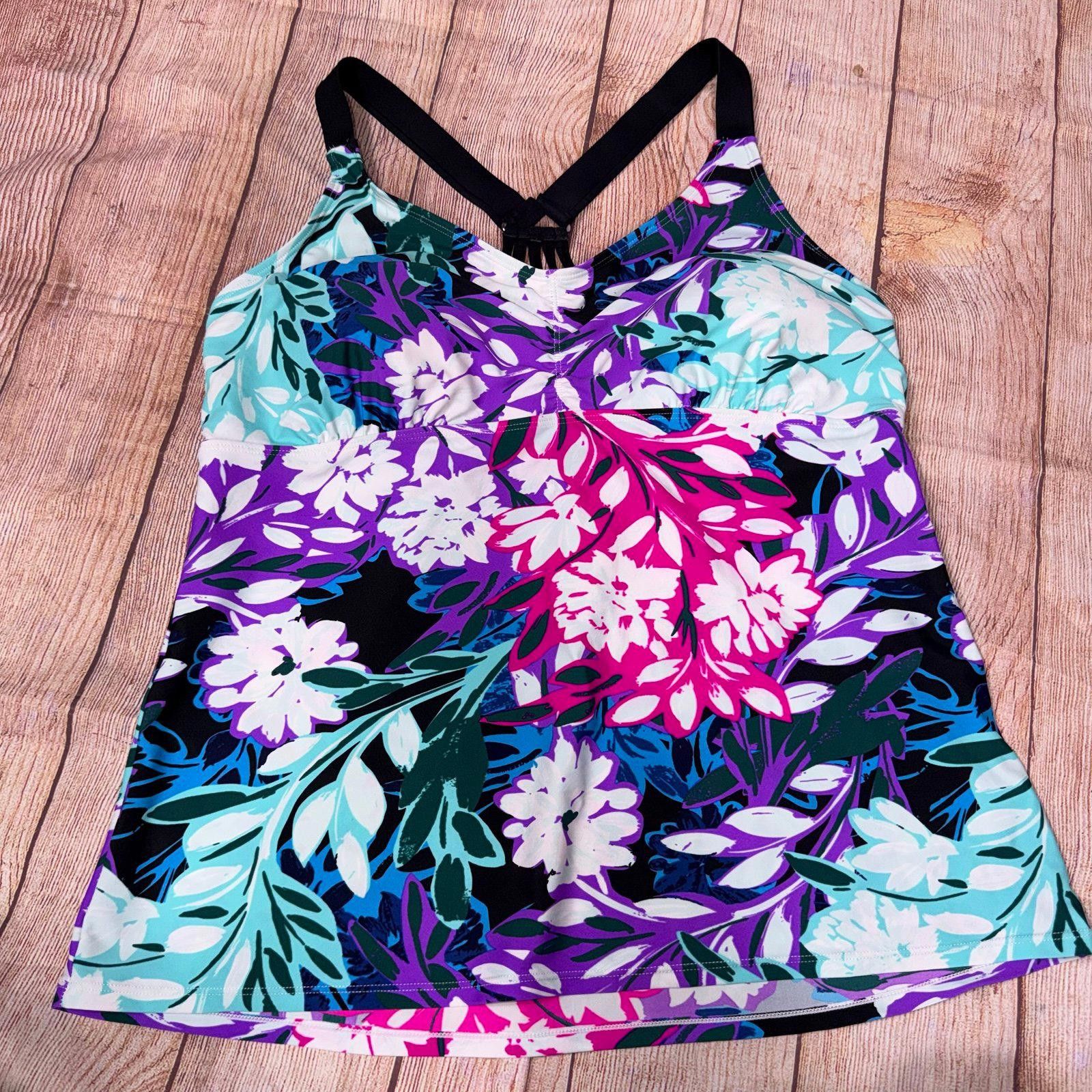 Other Floral Racerback Tankini Top Size 2X Size ONE SIZE - 1 Thumbnail