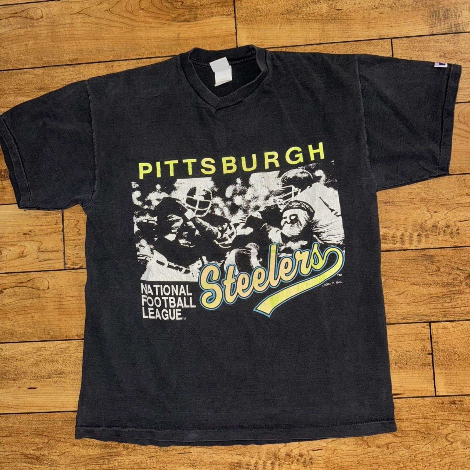 Logo 7 × Vintage Vintage Logo 7 Pittsburgh Steelers T-Shirt Single Stitch Size US XL / EU 56 / 4 - 1 Thumbnail