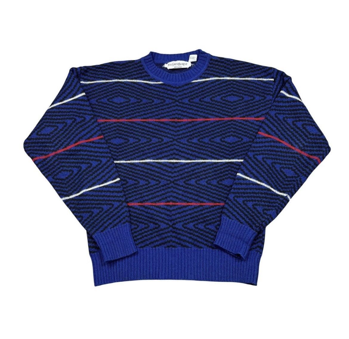 Yves Saint Laurent YSL 3D Striped wool pullover Size US M / EU 48-50 / 2 - 1 Thumbnail