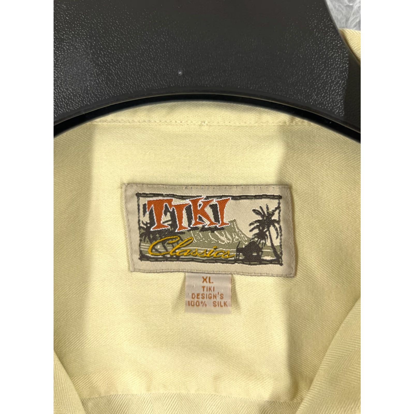 Vintage Tiki Classics Shirt Men XL Yellow Palm Tree Embroidered 100% Silk Resort Aloha Hawaiian Floral Button-Up Casual Size US XL / EU 56 / 4 - 7 Thumbnail