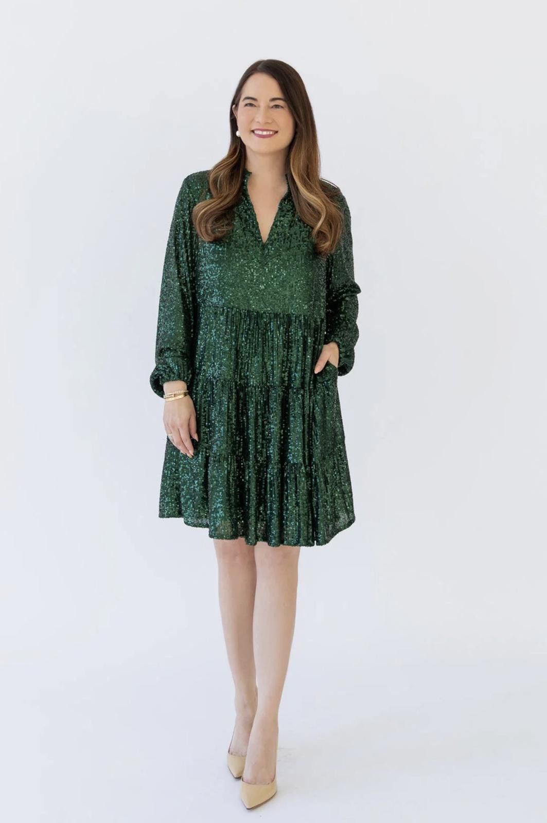 Other Sail to Sable Charlotte Sequin Dress - Emerald Green - Small Size S / US 4 / IT 40 - 1 Thumbnail