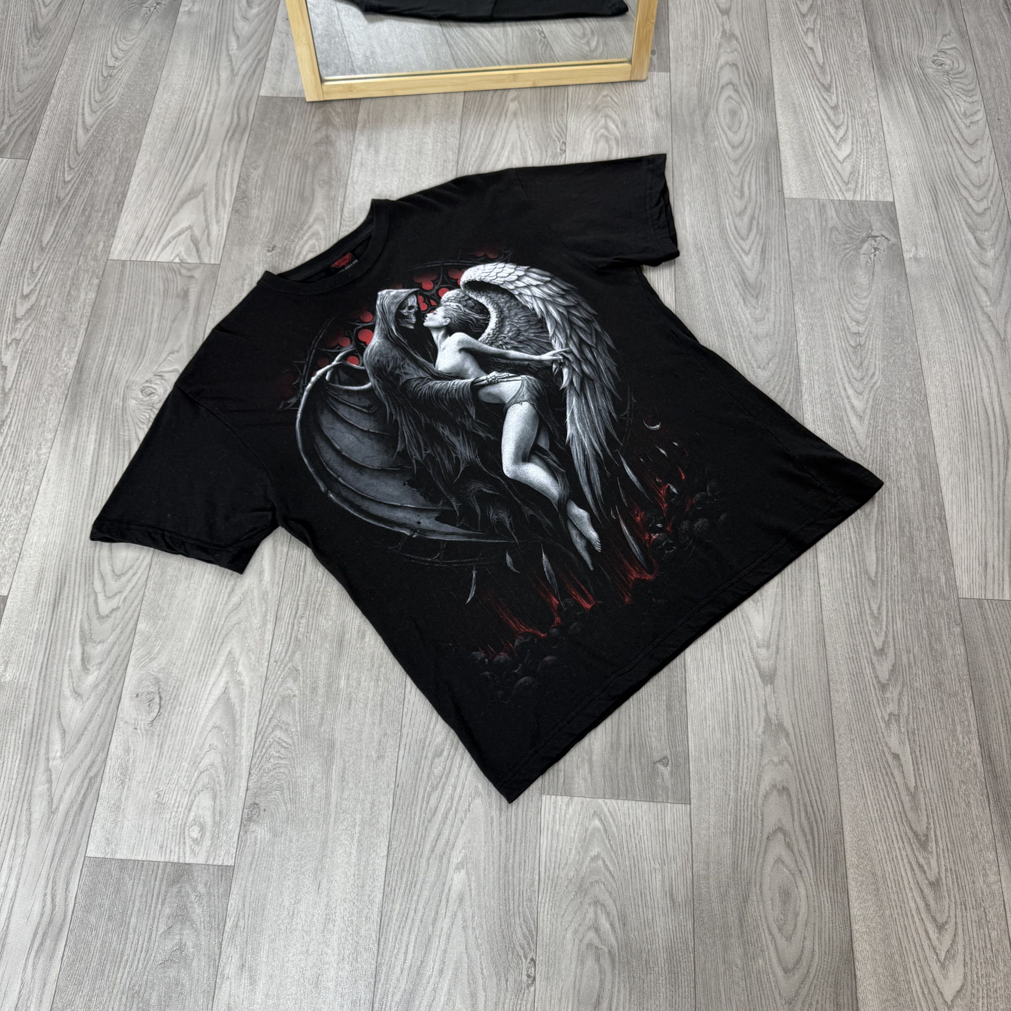 Vintage Vintage Spiral Death and Angel 90s Graphic Black Tee Shirt M Size US M / EU 48-50 / 2 - 3 Thumbnail