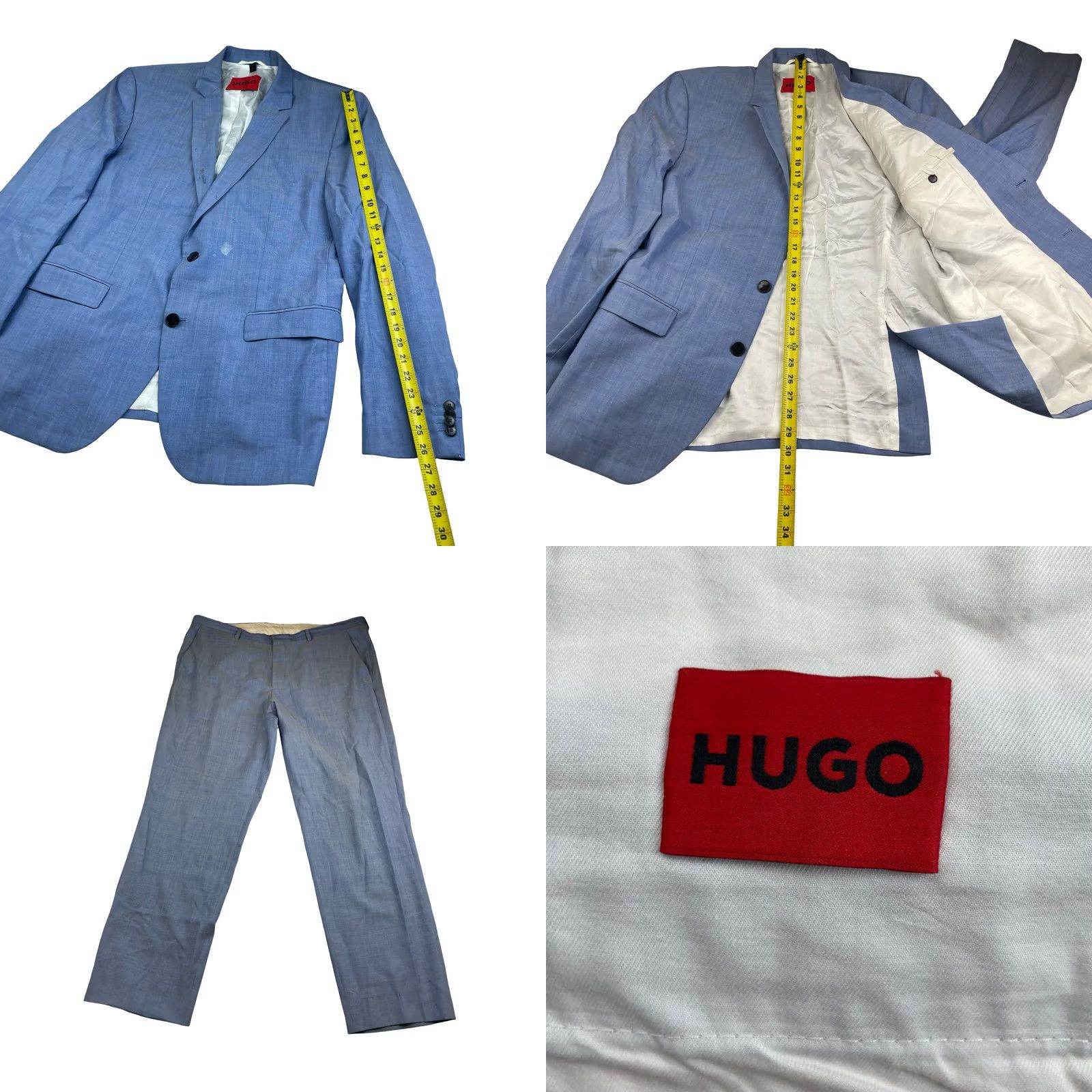 Hugo Boss VINTAGE Hugo Boss Men’s Jeffery 212 100% Wool 2-Button Suit Blue 44R 38x30 Mens Blazer Pants Two-Button Flat Front Solid Wool Suit 2 Piece Size 44R - 9 Thumbnail