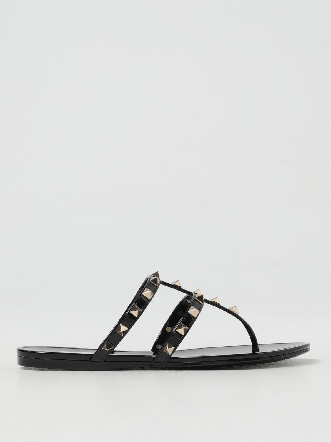 Valentino o1s22i1n0924 Rockstud Pvc Thong Sandals in Black Size US 7 / IT 37 - 1 Thumbnail