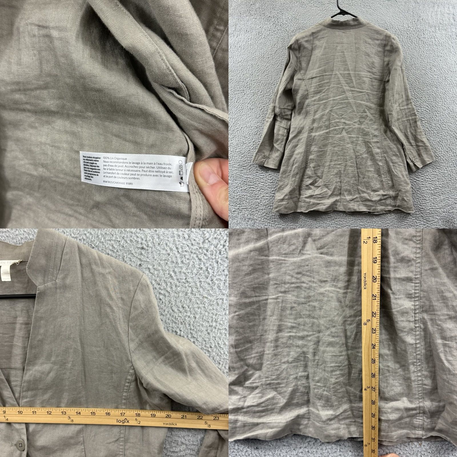Eileen Fisher EILEEN FISHER Jacket Womens Petite Medium Button-Down Linen Double Weave Beige 3/4 Sleeve Vintage No Size M / US 6-8 / IT 42-44 - 8 Thumbnail