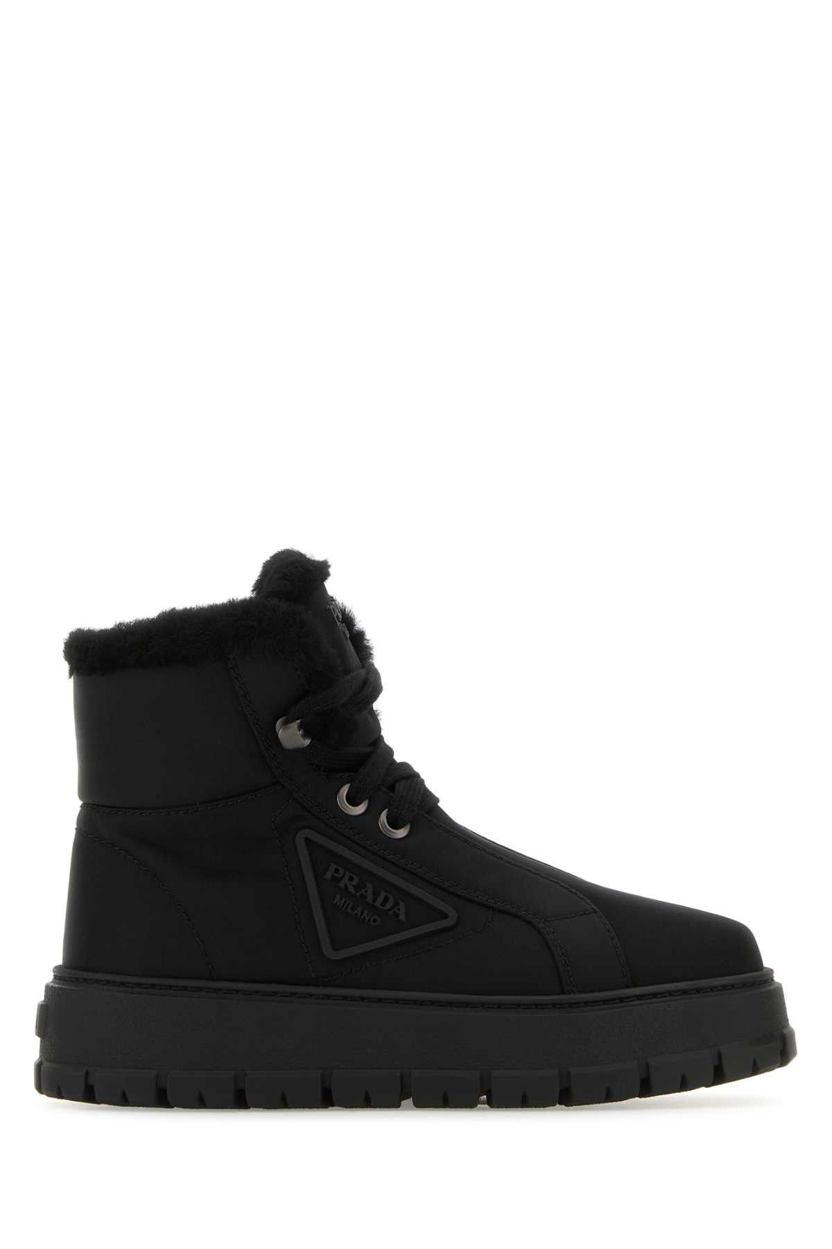 image of Prada Black Re-Nylon Ankle Boots, Women's (Size 5)