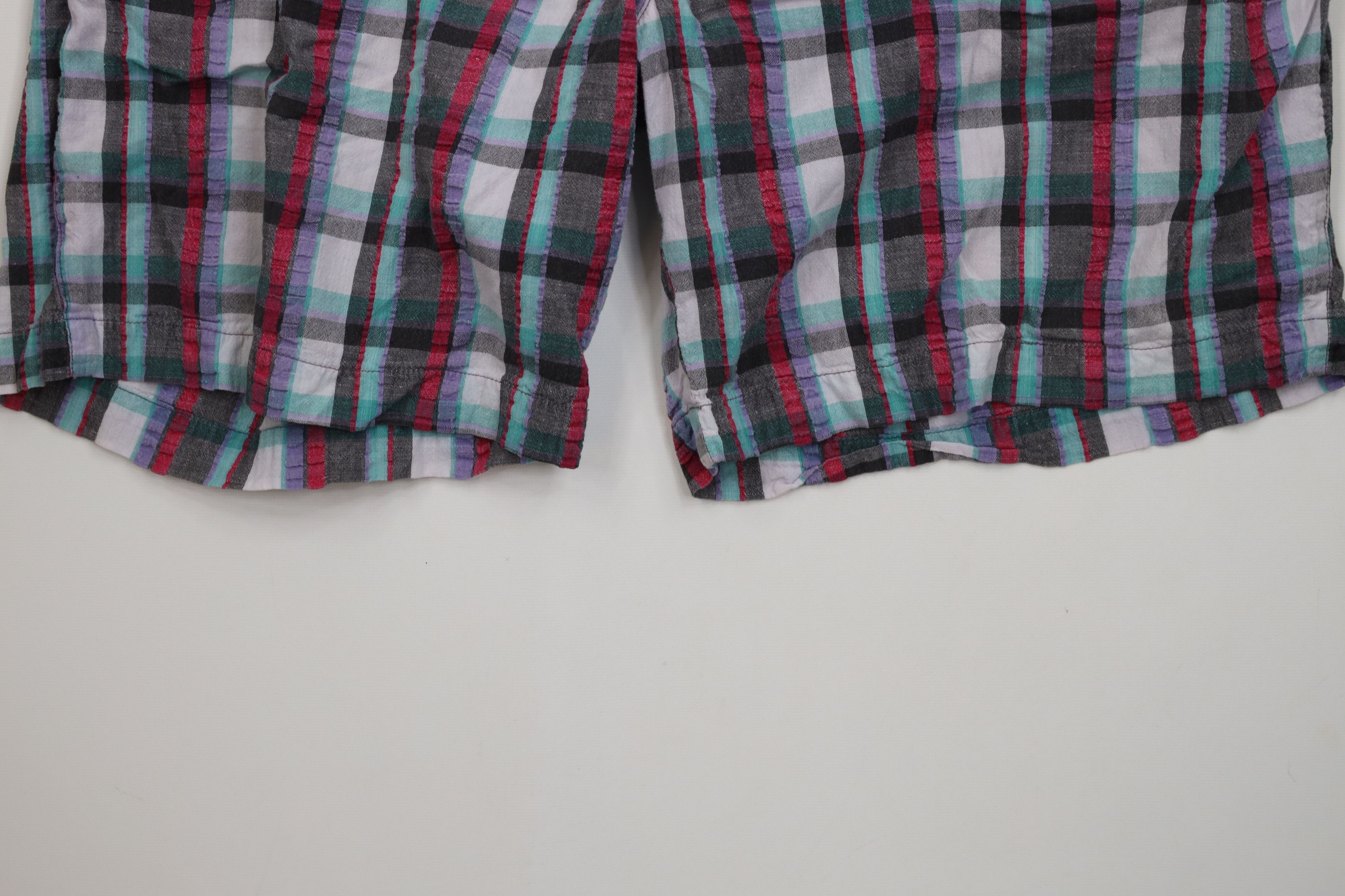 Vintage Vintage 90s IOU Madras Plaid Seersucker Chino Shorts Cotton Size US 30 / EU 46 - 4 Thumbnail