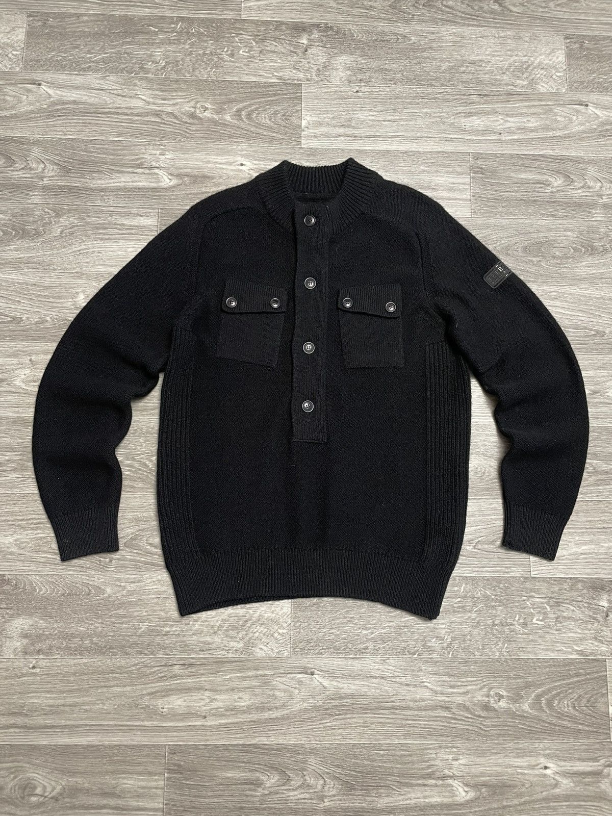 Barbour Vintage Barbour Black Wool Half Zip Button-Up Sweater Size US M / EU 48-50 / 2 - 1 Thumbnail