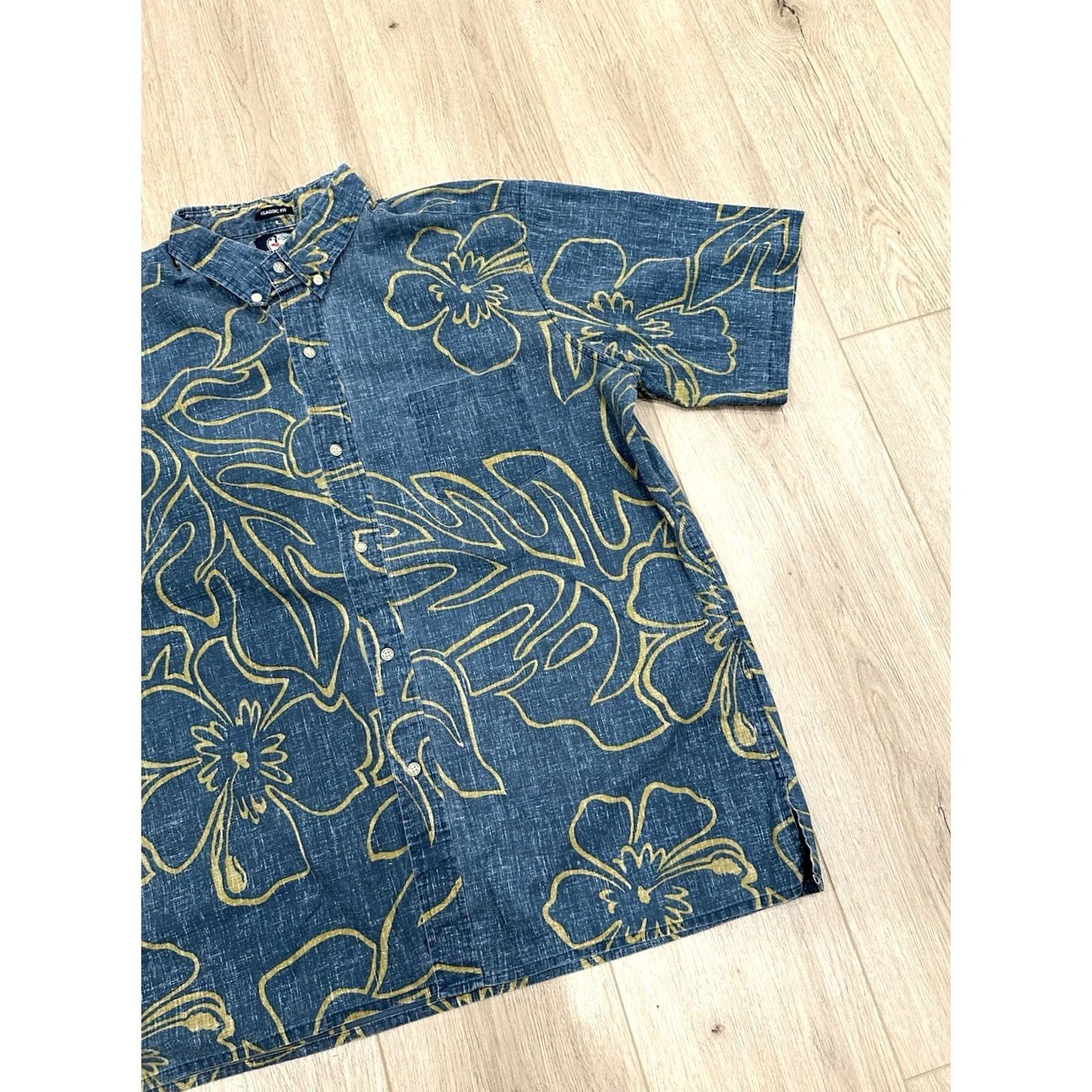 Reyn Spooner Reyn Spooner Shirt Polo Classic Fit Monstera Ink Blue XL Mens Hawaiian Pattern Floral Short Sleeve Button Collar Size US XL / EU 56 / 4 - 2 Thumbnail