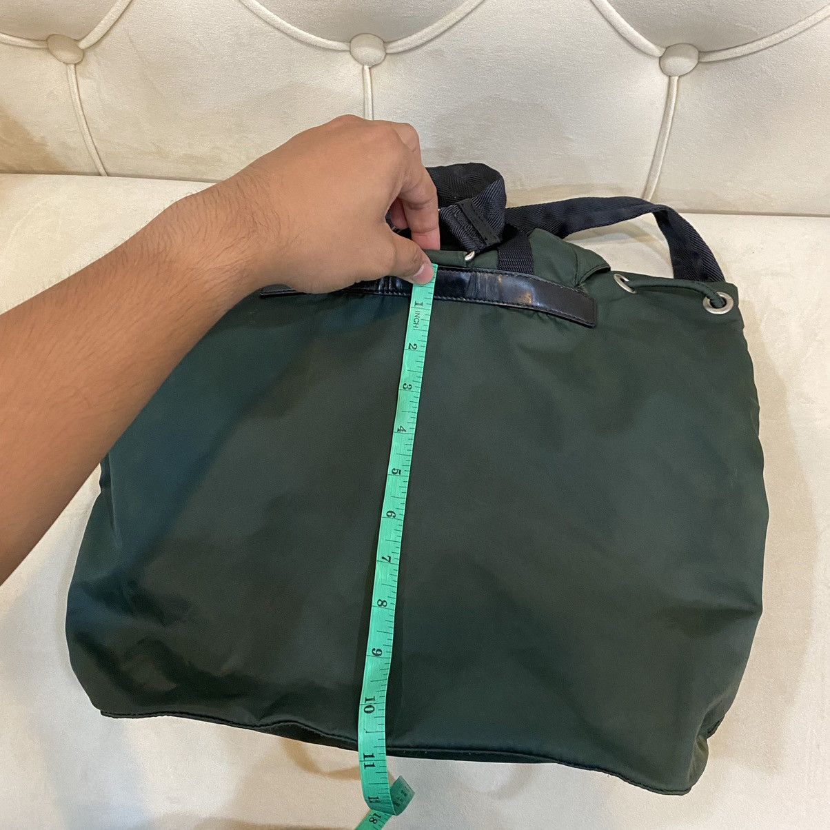 Prada × Vintage Vintage Prada Green Nylon Vela Backpack Size ONE SIZE - 18 Thumbnail