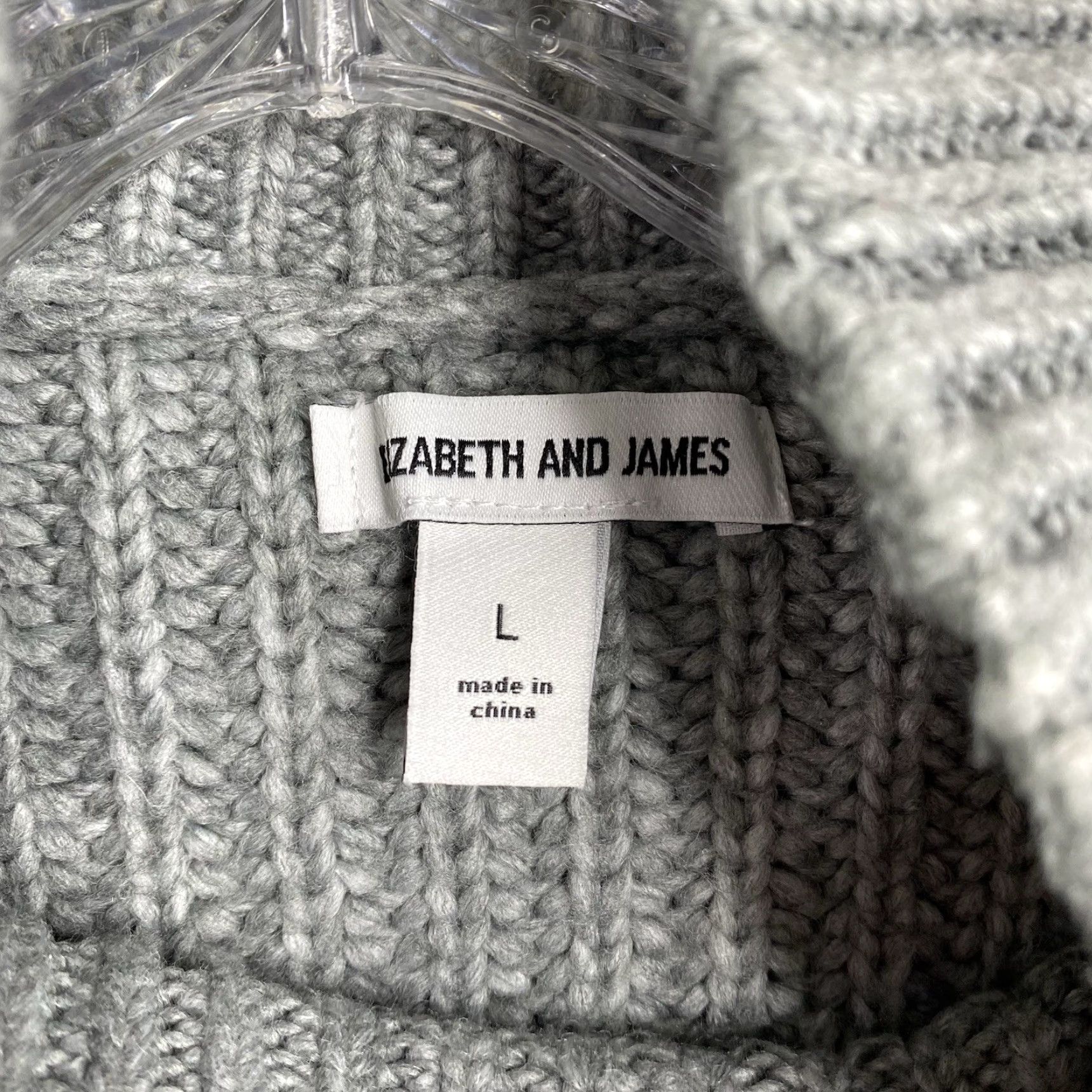 Elizabeth and James Elizabeth and James Sweater Womens L Gray Cable-Knit Mock Neck Cropped Boxy Pullover Crew Neck Casual Boho City Classic Size L / US 10 / IT 46 - 3 Thumbnail