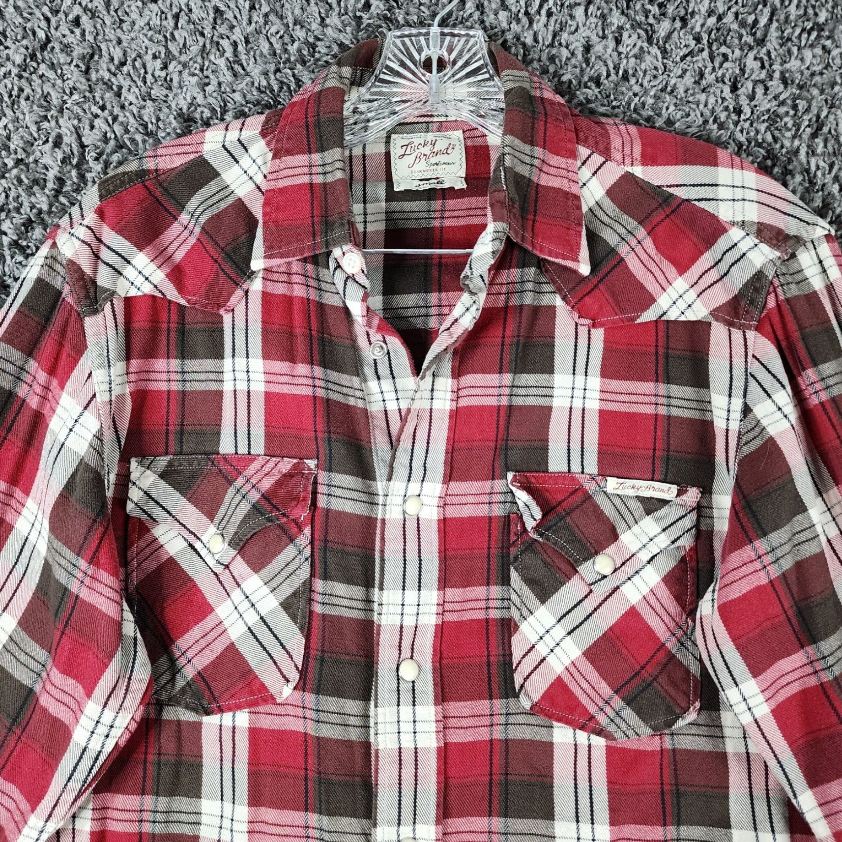 Lucky Brand Lucky Brand Mens Red Plaid Long Sleeve Button-Up Size Small Size US S / EU 44-46 / 1 - 3 Thumbnail